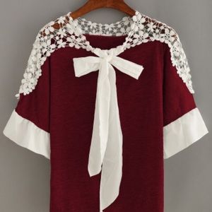 Cute red tie neck top